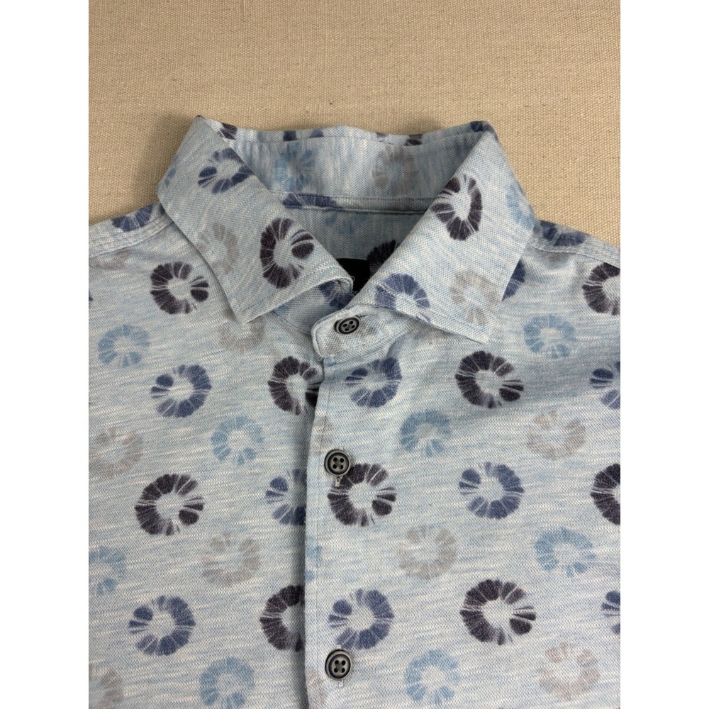 Johnnie-O Top Shelf Mens Blue Medallion Print Button Up Shirt MEDIUM (C5)
